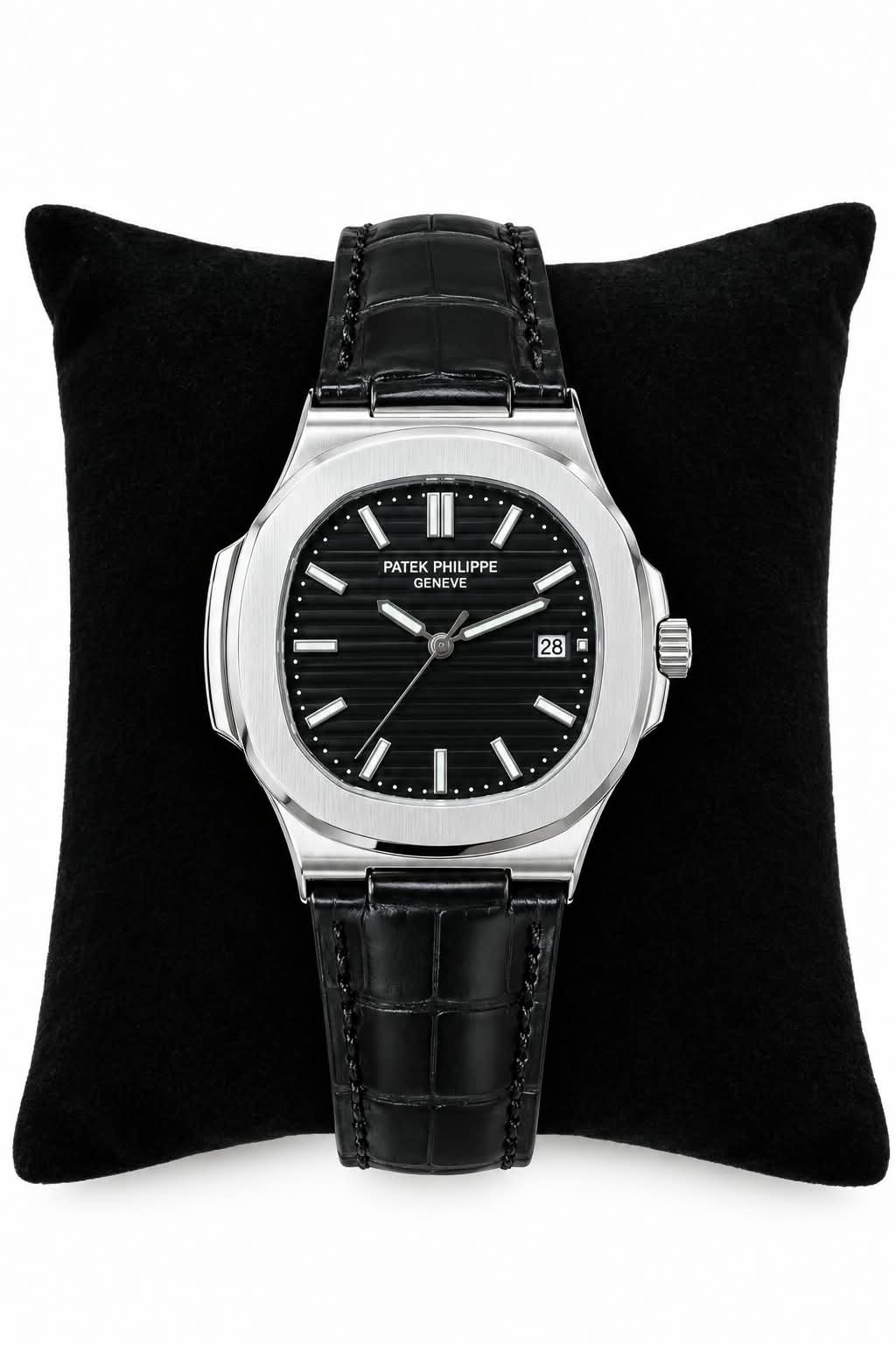 Patek Philippe Inspired Leather Strap Watch