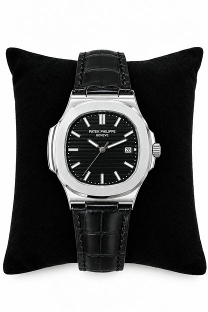 Patek Philippe Inspired Leather Strap Watch