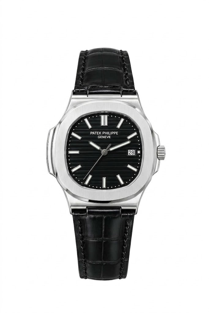 Patek Philippe Inspired Leather Strap Watch