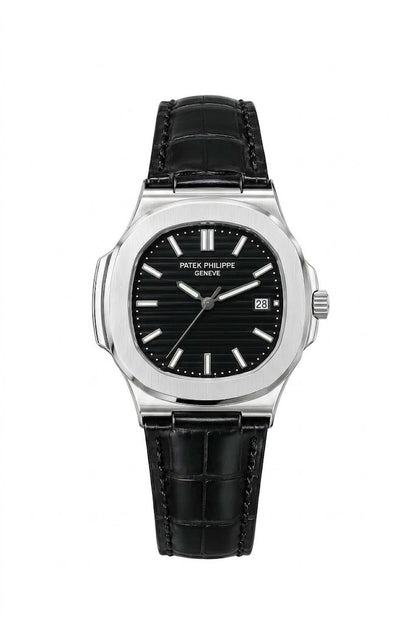 Patek Philippe Inspired Leather Strap Watch
